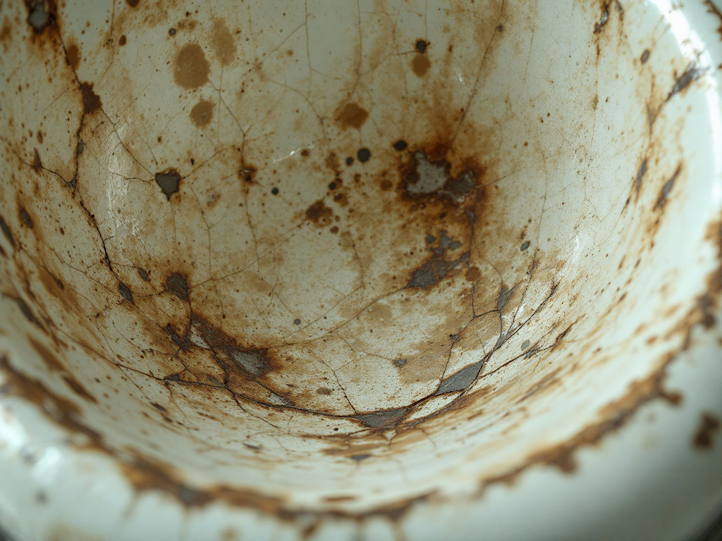 Cracked and stained bathtub enamel before reglazing